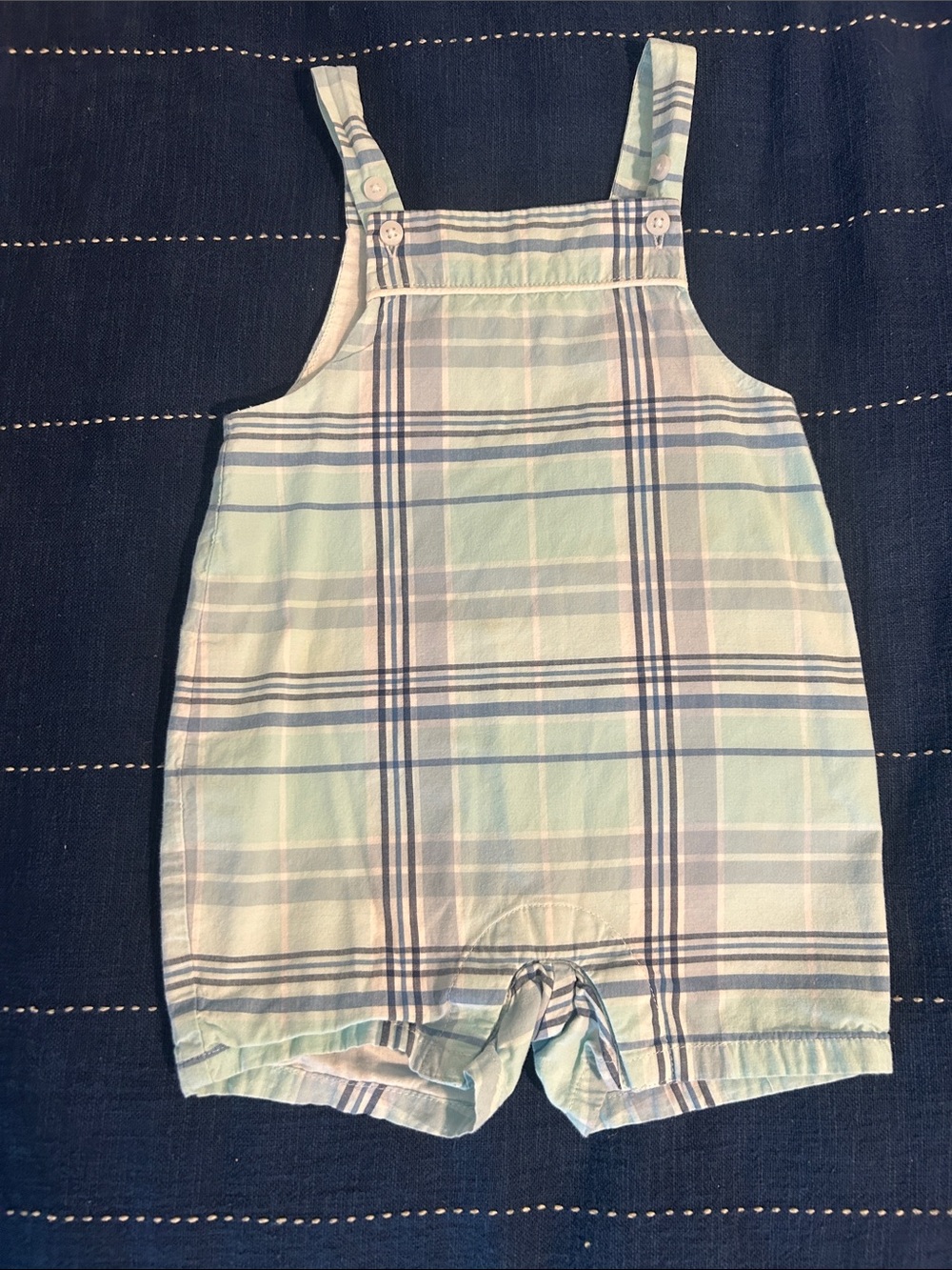 Janie and Jack Pastel Plaid Blue Romper